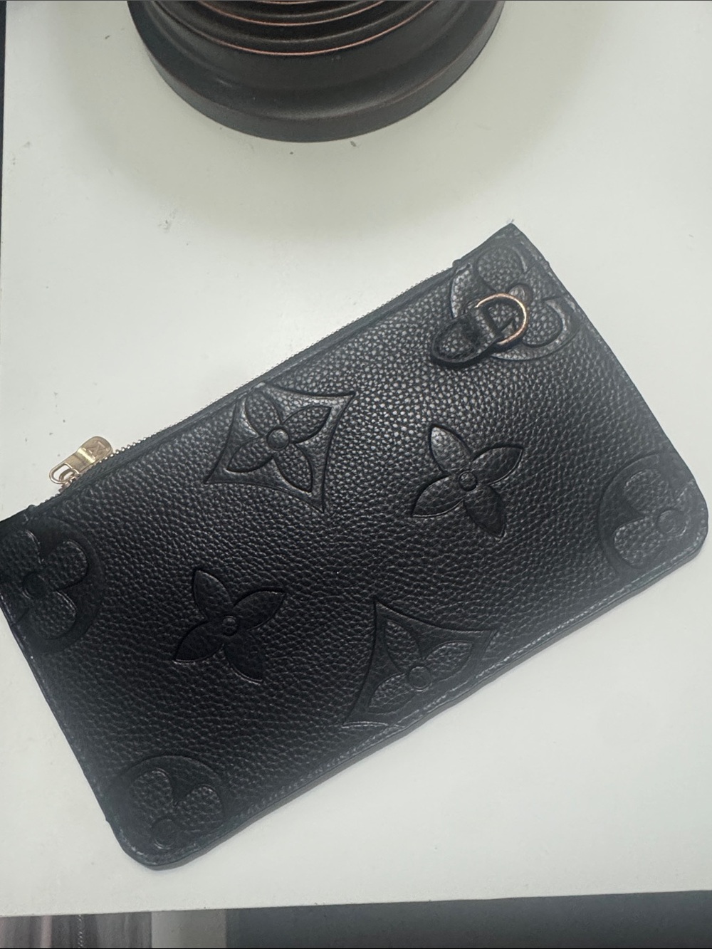 Luxury Embossed Black Leather Zipup